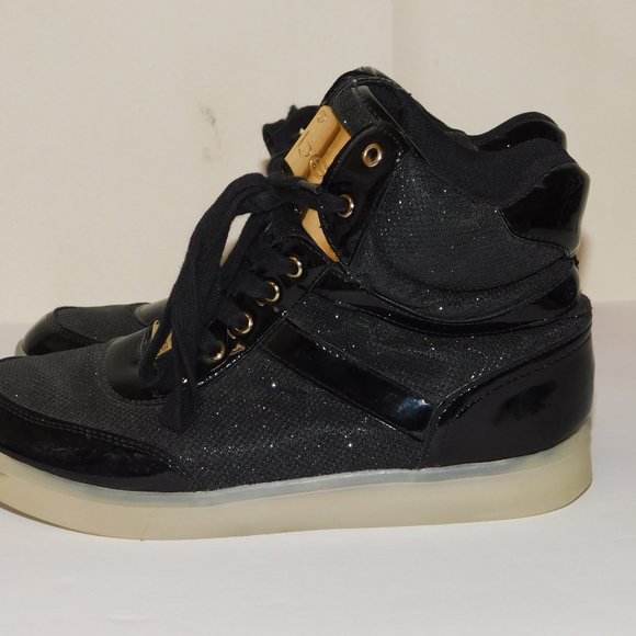 Bebe Sport Krysten Black Metallic Light Up High Top Sneakers Size 8.5 - Picture 8 of 12